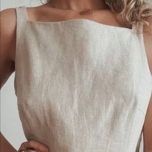 Beige Linen Maxi Dress